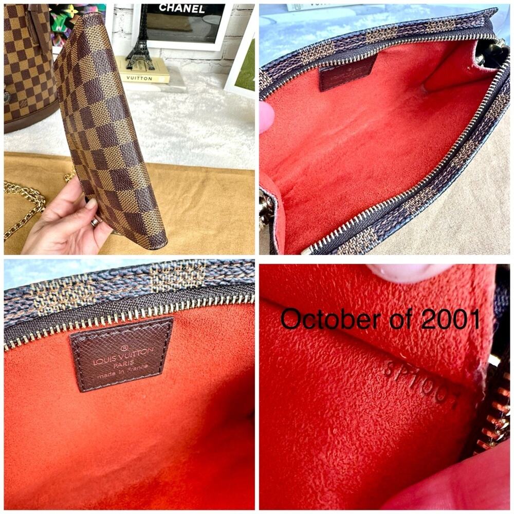 Louis Vuitton MARAIS BUCKET Damier Ebene BAG PM & POUCH crossbody bag RARE!! - Picture 15 of 16